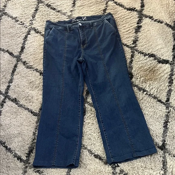 Women's Blue Wide-Leg Jeans - Picture 2 of 14